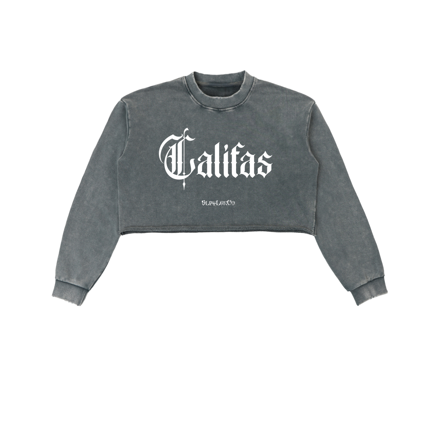 Califas Women Snow Washed Raw Edge Cropped Sweatshirt