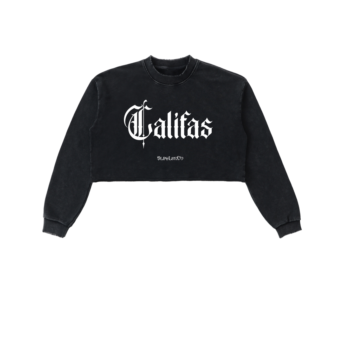 Califas Women Snow Washed Raw Edge Cropped Sweatshirt