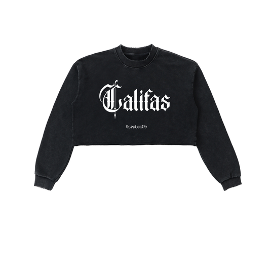 Califas Women Snow Washed Raw Edge Cropped Sweatshirt