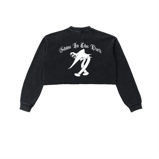 Califas Women Snow Washed Raw Edge Cropped Sweatshirt