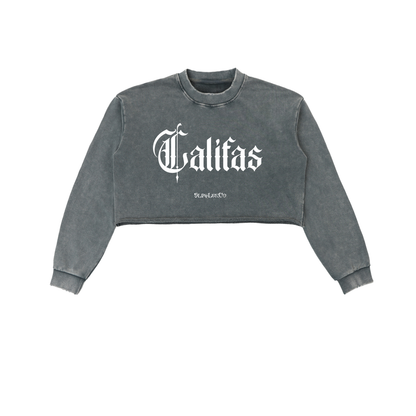 Califas Women Snow Washed Raw Edge Cropped Sweatshirt
