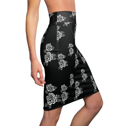 Women's Chicano Flowers Pencil Skirt