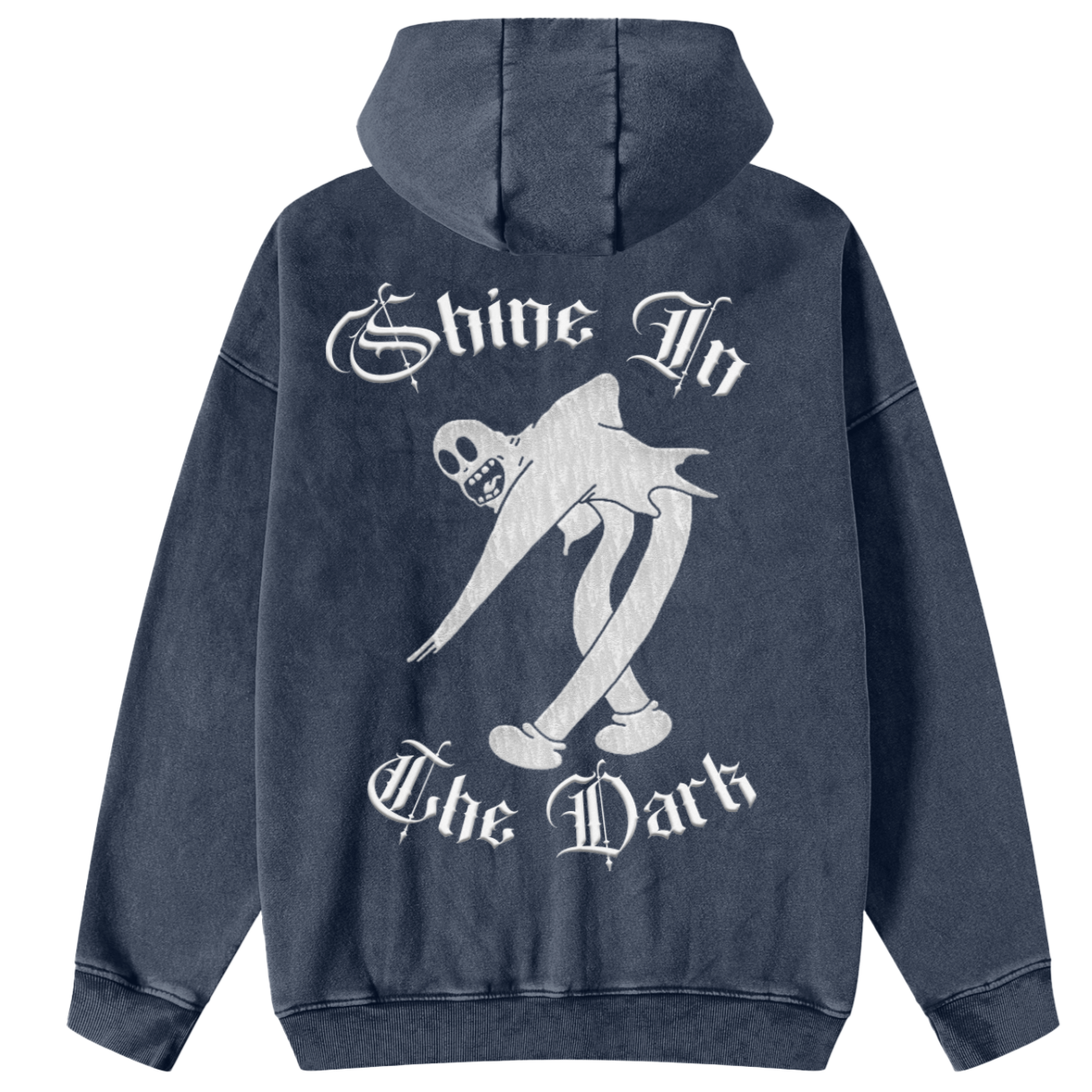 Blue stone washed zipper hoodie featuring iconic chicano culture graphics, smile now cry later, Califas, cholita, and virgin mary. premium chicano clothing lowrider style streetwear