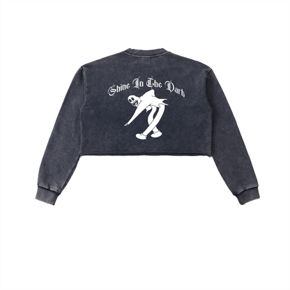 Califas Women Snow Washed Raw Edge Cropped Sweatshirt