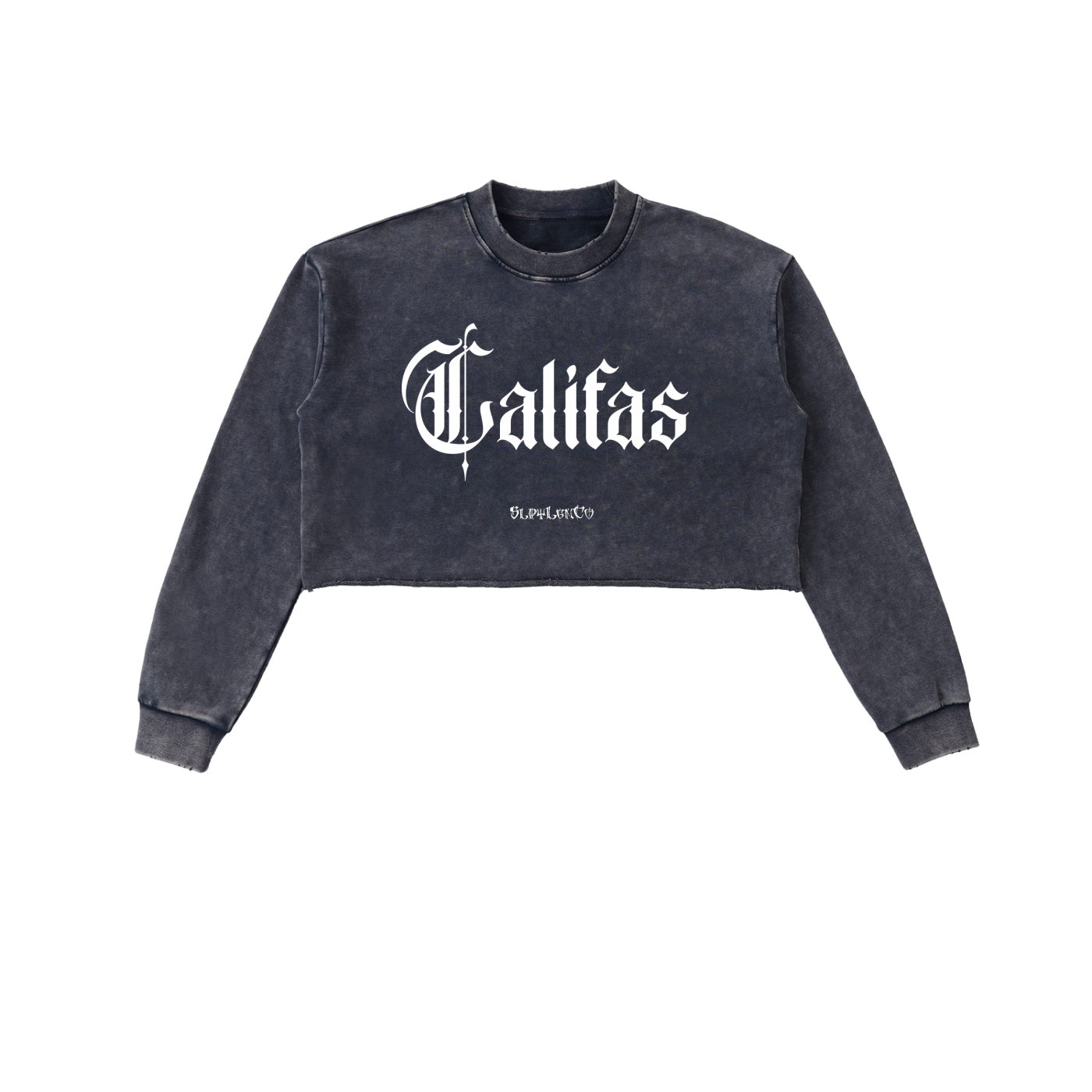 Califas Women Snow Washed Raw Edge Cropped Sweatshirt