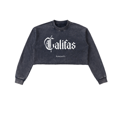 Califas Women Snow Washed Raw Edge Cropped Sweatshirt