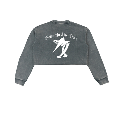 Califas Women Snow Washed Raw Edge Cropped Sweatshirt